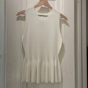 NEW WITH TAGS Veronica Beard Sleeveless Ribbed Sweater Peplum Top (Size L)